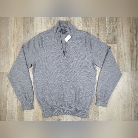 100% EXTRA FINE WOOL  men's 346 brooks brothers small sweater quarter zip - Picture 2 of 11